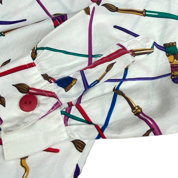 Vintage John Henry Artist Paint Print Button Down Shirt - Picture 5 of 16